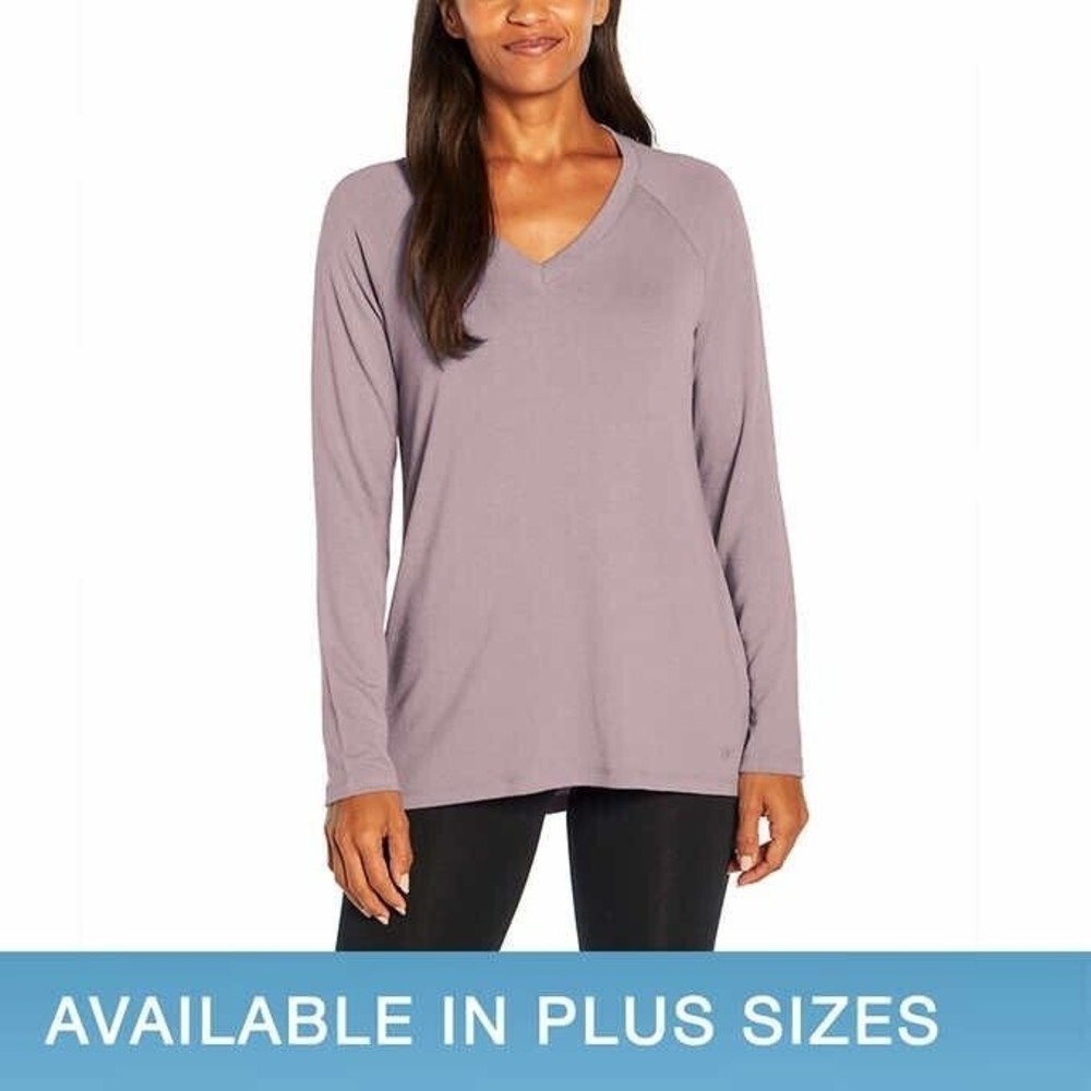 Banana Republic V Neck Knit Tunic Top Womens L Purple Long Sleeve NEW